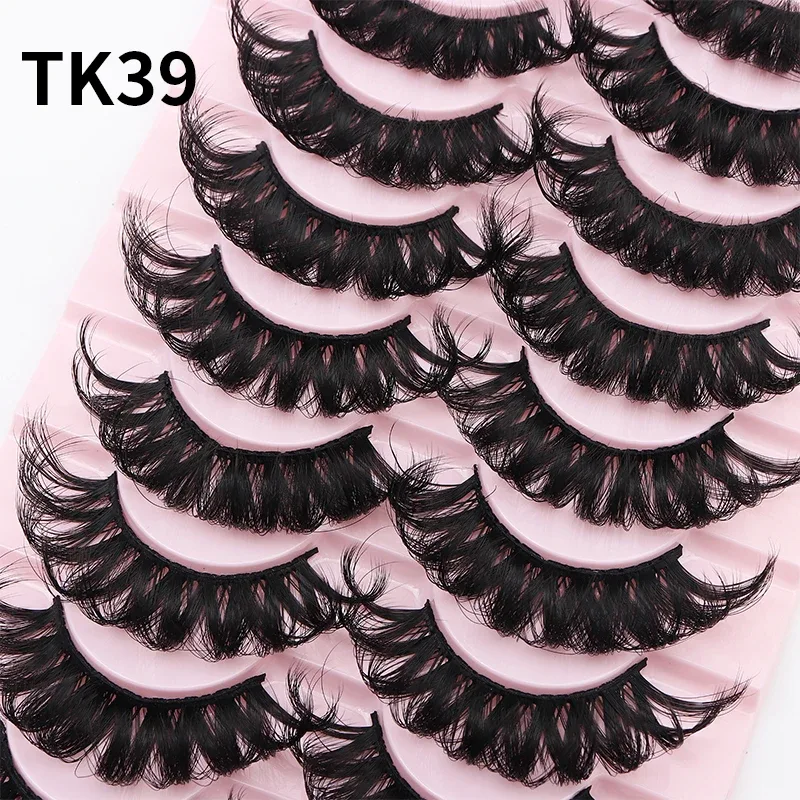 10 párů Russian DD Curl Bulk Fluffy Strip Lashes Přírodní měkké umělé řasy Opakovaně použitelné ručně vyrobené řasy pro každodenní a párty — image 12