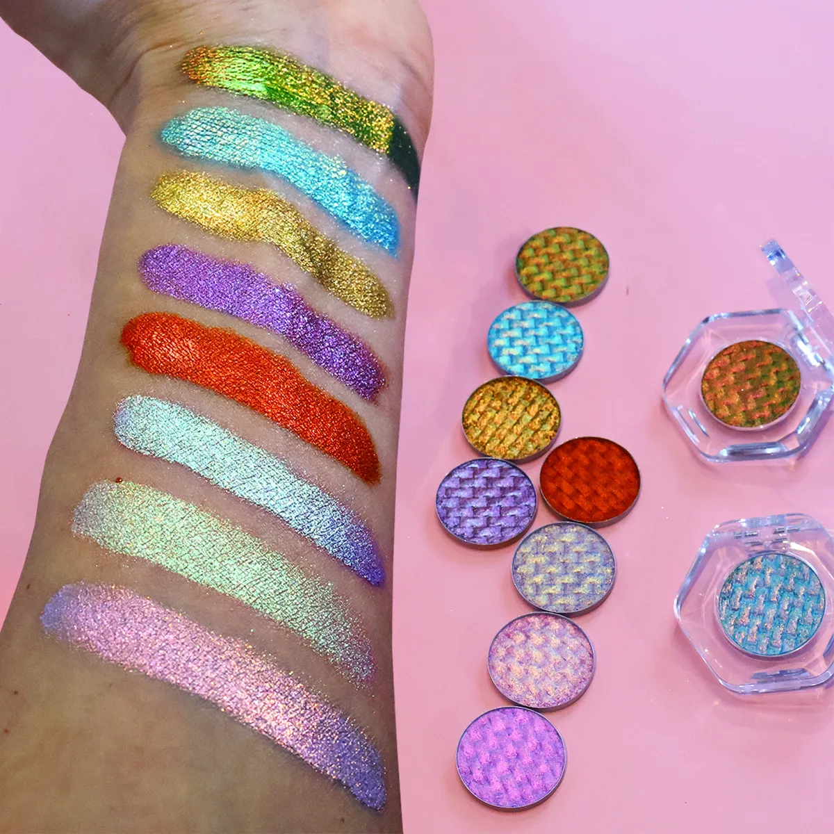 Alluring Chameleon Wet Eyeshadow Palette 26mm Glitter Luminous Metallic Highly Pigmented Multichrome Eyeshadow Aurora Fair — image 2