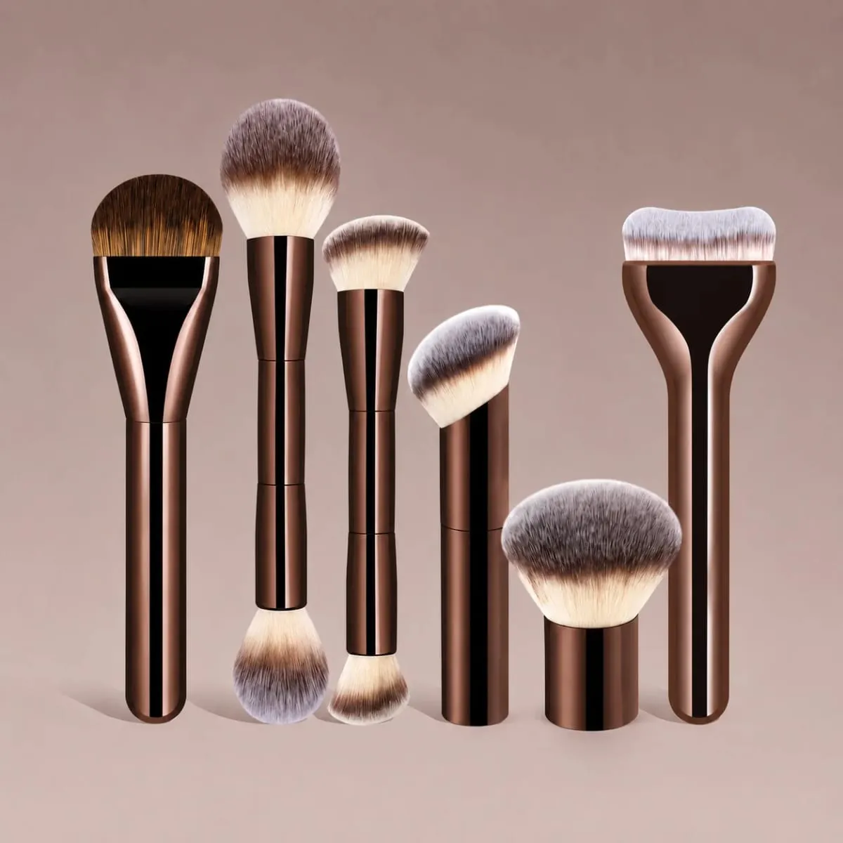 6pcs Makeup Brushes Set Professional Straight Line Liquid Foundation Makeup Brush Foundation Brush Blush Brush Loose Powder Bru — image 2
