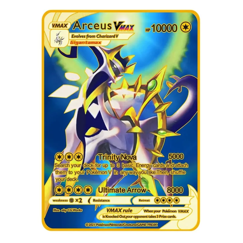 2026 NEW Pokemon Metal Card 10000 Points Arceus Charizard Super Card Golden English Mewtwo Vmax GX EX Anime Collection Card Gift — image 14