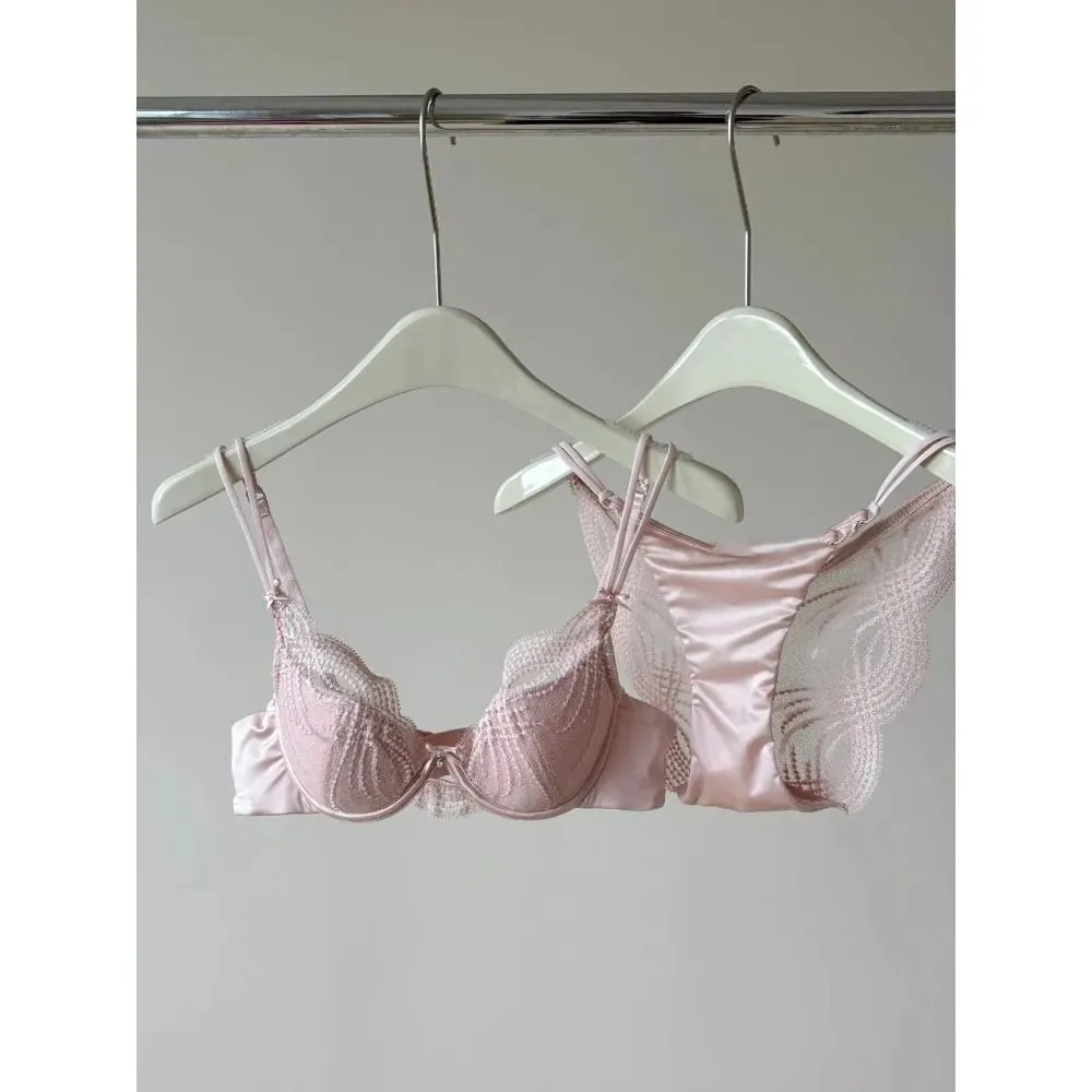 Half Cup Lingerie Set Women Thin Cup Push Up Soft Underwire Bra Panty Small Chest Gather Side Support Anti Sag Underwear 32‑38 — image 3