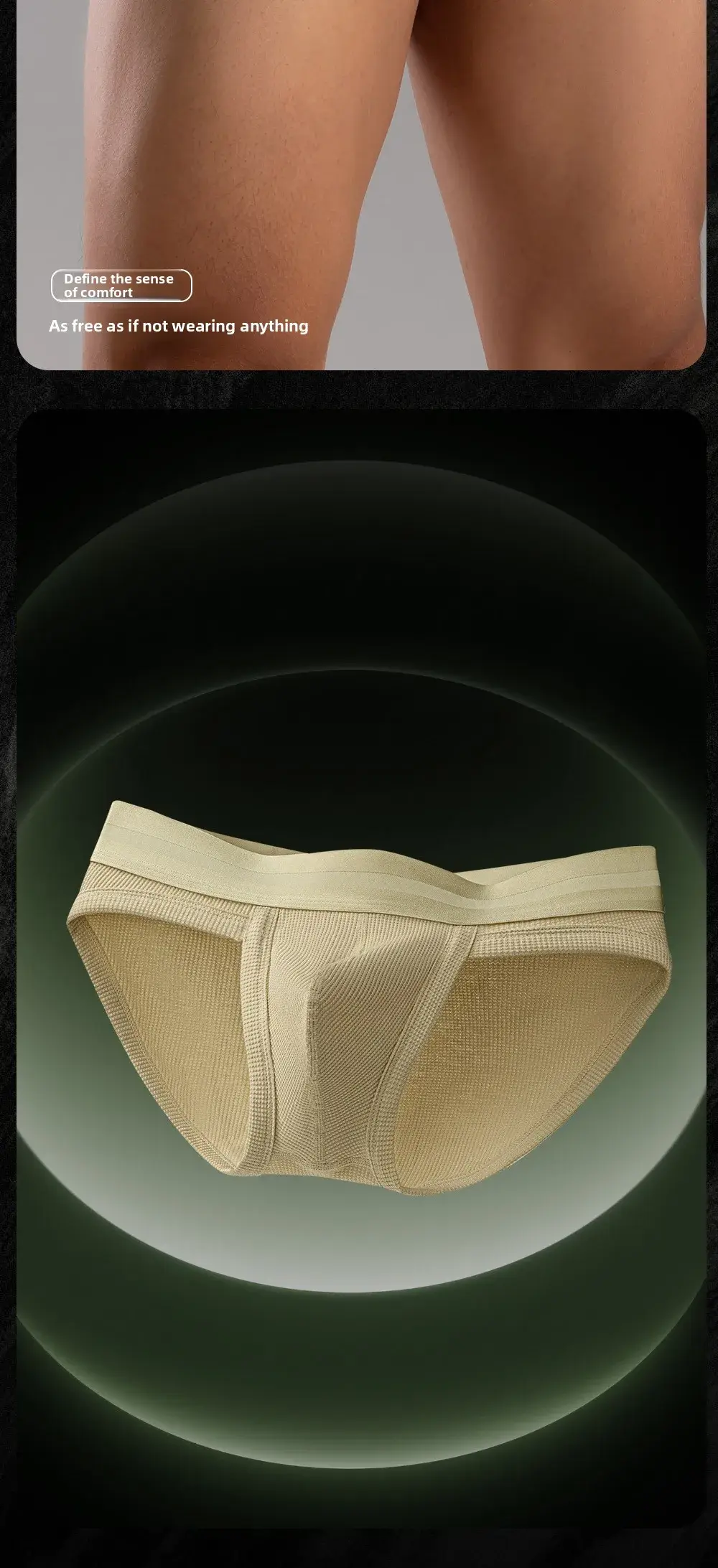 3pcs Sexy Men Waffle Cotton Briefs with Raised Bag Support Pouch with Hole U Spacious Separate Crotch Breathable Anti-sweat — image 3