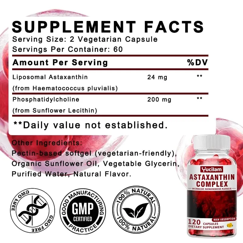 Astaxanthin Supplements 24mg - Support Skin Antioxidant & Eye Normal Joint & Immune System Health