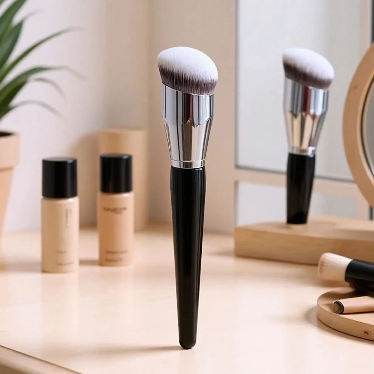 Profession Foundation Brush Round Oblique Head Soft Bristles Kabuki Brush for Contouring Dense Bristles — image 2