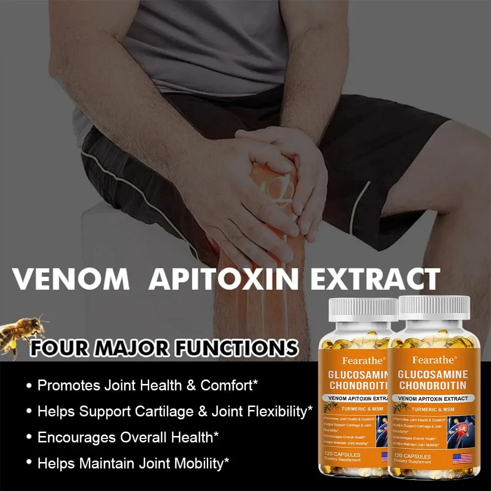 Glucosamine Chondroitin Bee Venom Turmeric & MSM - Bones Joint Antioxidant Digestive Support Non-GMO — image 2