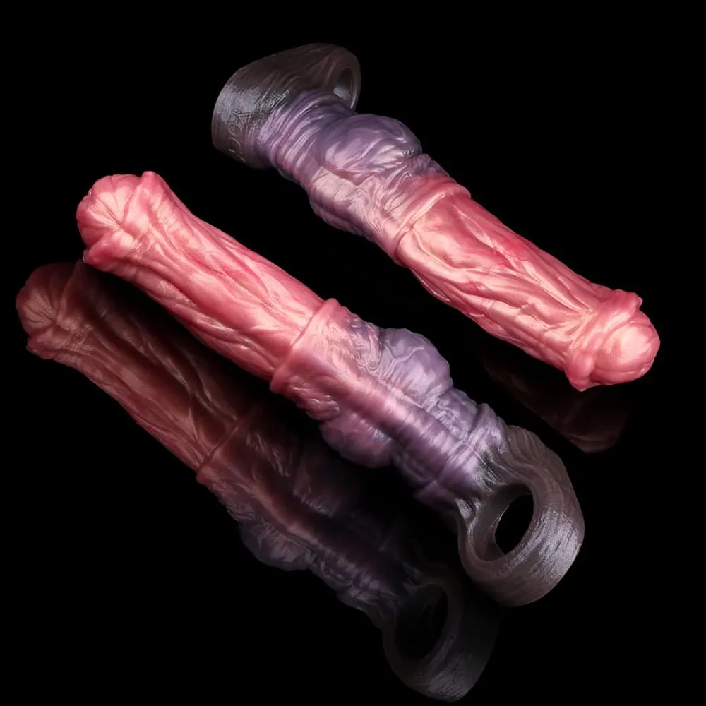 Fantasy Long Horse Penis Sleeve Silicone Big Knot Cock Cover Reusable Condom Sex Toys For Adult Men Dick Extender Sexy Shop — image 1