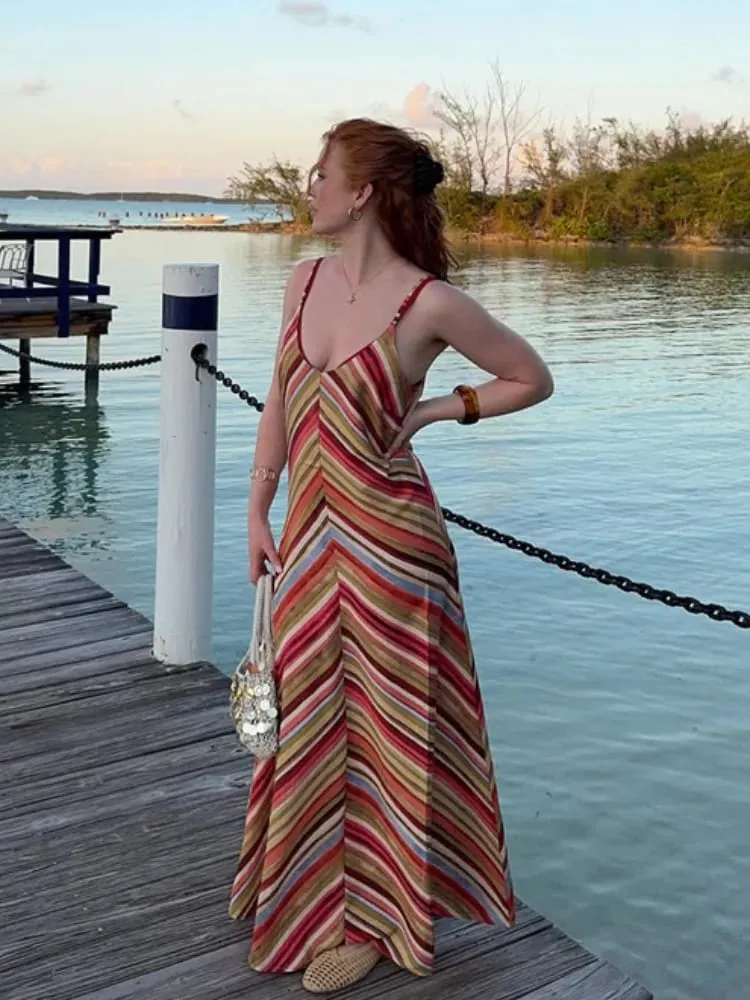 Women Sexy Color Blocking Halter Maxi Dresses Elegant Backless Off shoulder Sleeveless Slim Gowns 2026 New Lady Party Vestidos — image 5