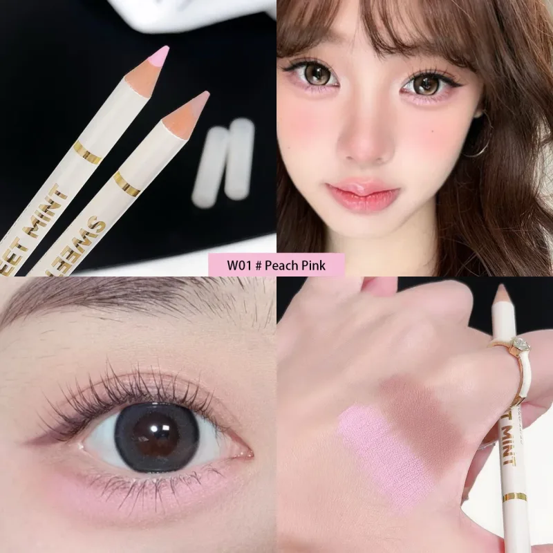 2-in-1 Apricot Pink Matte Under Eye Pencil Aegyo Sal Matte White Highlighter Lying Silkworm Pen Eye Makeup Easy To Use Eyeshadow — image 9