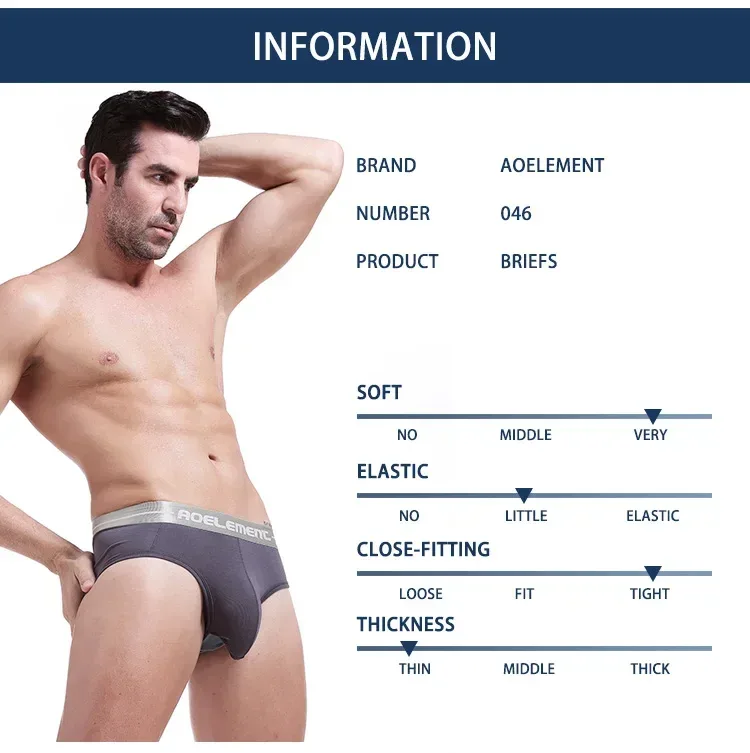 Modal capsule lift U convex men's underwear bullet separate ice silk capsule pouch briefs — image 6