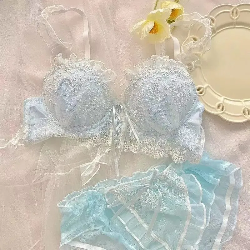 Japanese Style Lace Bralette Set Sexy Cute Underwear with Steel Ring for Small Breasts Push Up Bra & Panty Set Hot Sale Now! — image 13