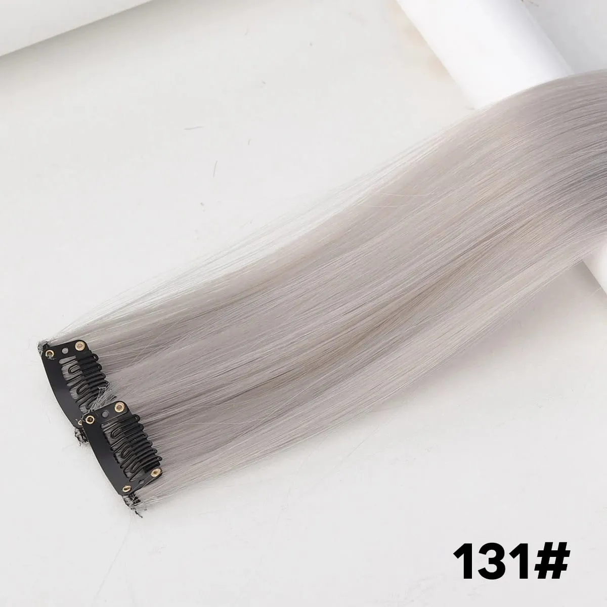 2PCS synthetic color hair extension piece wig women's highlighting clip hair heat-resistant wig piece long straight hair — image 7