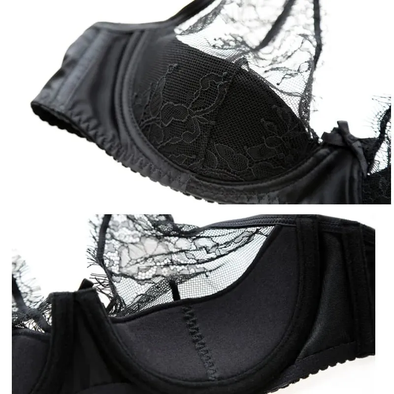 style thin cup cotton young ladies underwear lash transparent sexy women summer bra set lace female lingerie plus size — image 7