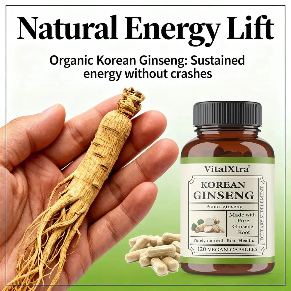 1000mg Korean Ginseng Supplement - High Potency for Energy Focus Performance Vitality & Immune Support for Men and Women — image 2