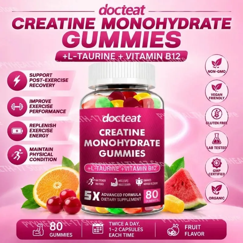 Creatine Monohydrate Gummies with L-Taurine and Vitamin B12 for Supports Training Performance and Daily Energy 80 Gummies — image 2
