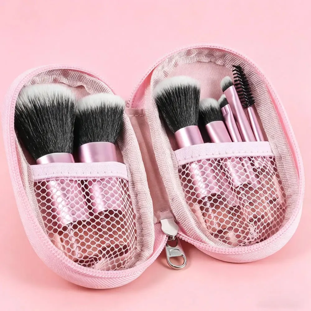 10 Piece Mini Portable Makeup Brush Set a Travel Essential Multi Functional Soft Bristle Brushes with Included Storage Pouch — image 5