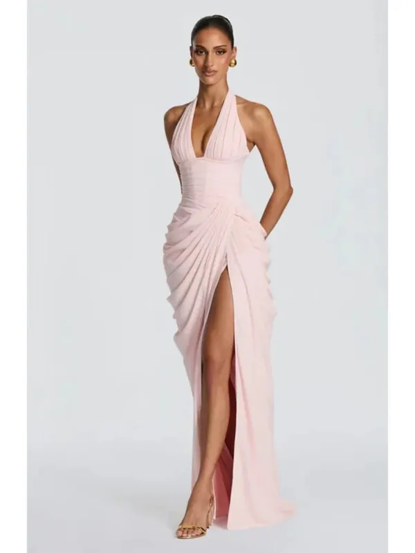 Women Green Ruched Elegant Satin Maxi Dress Mermaid One-shoulder Cutout Slim Fit Flowy Vestido 2026 Lady Summer Evening Vestidos — image 11