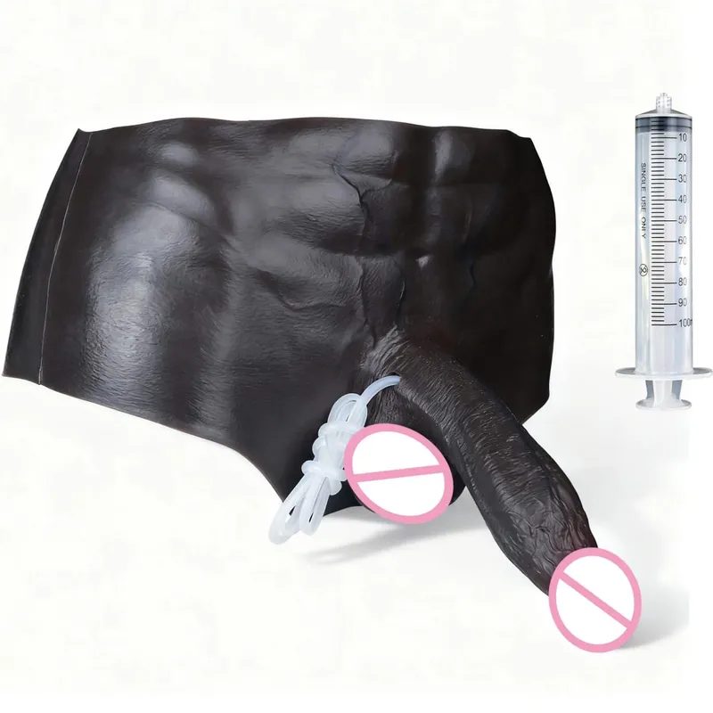 Black Nude Silicone Squirting Panties With Simulated Solid Penis Strapon Big Realistic Ejaculation Dildo Sex Toy For Women — image 32