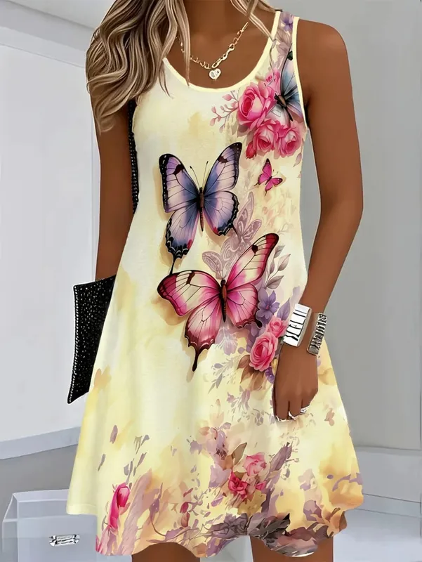 2026 Summer Women's Sleeveless Dresses Knee-Length Round-Neck Dresses Beach and Vacation Casual Dresses Printed Women's Dresses — image 11