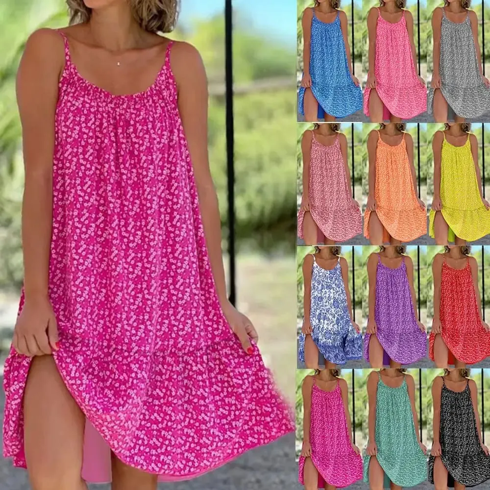 Summer 2026 New European And American Country Style Maxi Dress with Floral Print Sleeveless Strap Vest Dress for Women — image 1