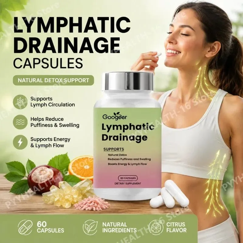 Googeer Lymphatic Support Capsules with Diosmin Hesperidin Horse Chestnut Bromelain Butcher's Broom Daily Wellness 60 Capsules — image 2