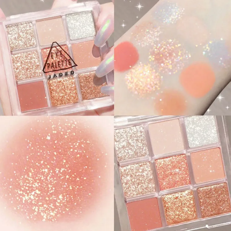 New Nine-color Eyeshadow Palette Butter Orange Brown Pearly Matte Glitter Eyeshadow Shiny Eye Shadow Long-lasting Eye Make Up — image 10