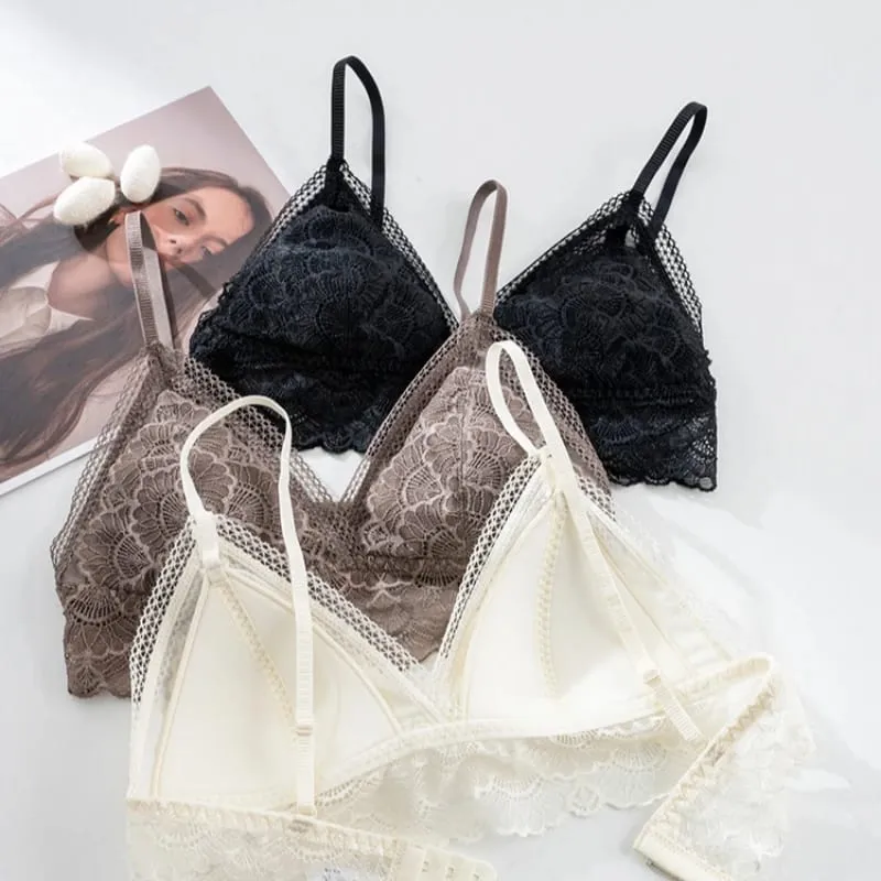 Birdtree Real Silk Bra Brief Set Women Triangle Cup Underwear Low Waist Brief Lace Elegant Sets 2026 Spring New A61815JF