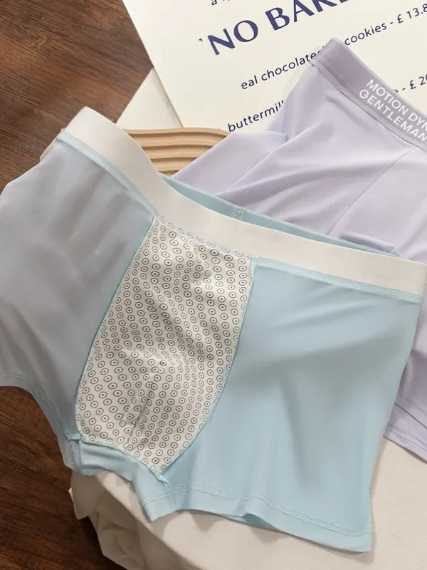 3-Pack Summer Ice Silk Men's Boxer Briefs, Ultra-Cool Smooth Solid Color Underwear, Motion Dynamics Letter Elastic Waistband — image 3