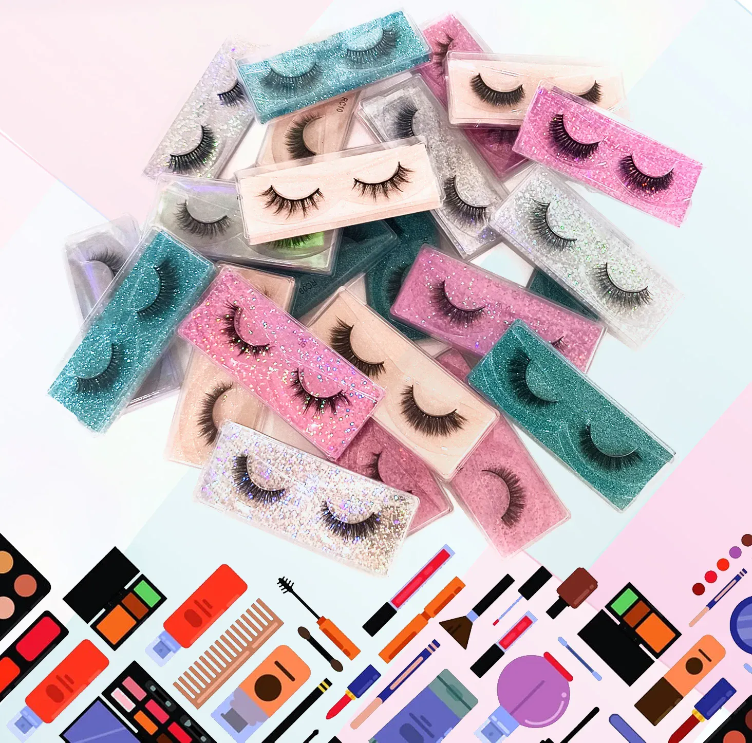 100 Pairs Cat Eye Lashes Natural Long Mixed Style Curling Fluffy Faux Eyelashes Individual Packing Manga Lashes — image 4