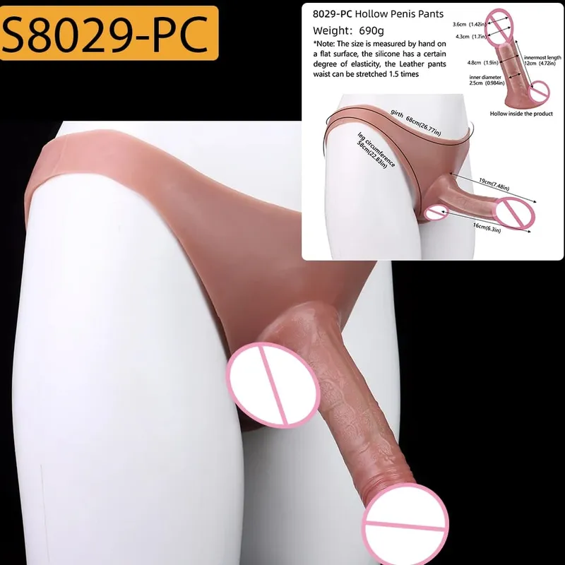 Reusable Hollow Penis Sleeve Pants насадка на член Realistic Male Dick Extender Sex Toys Couples Sex Pleasure Products — image 11