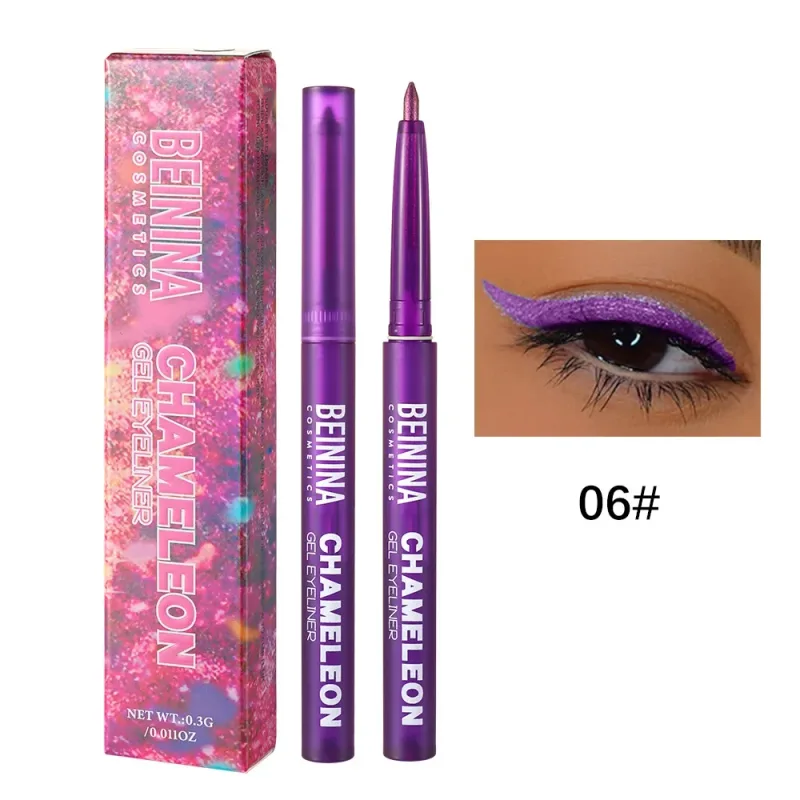 Metallic Chameleon Gold Eyeliner Gel Pen Pearlescent Polarized Glitter Green Inner Eye Liner Shiny Multicolor Soft Eyes Pigment