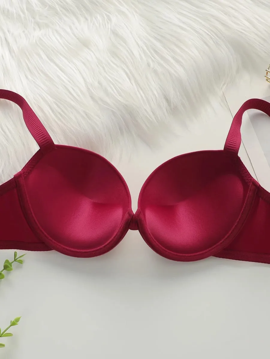 Thickened chest cushion gathering and lifting underwear set red sexy 2-piece set preferred for dating and gift giving B2051 — image 4
