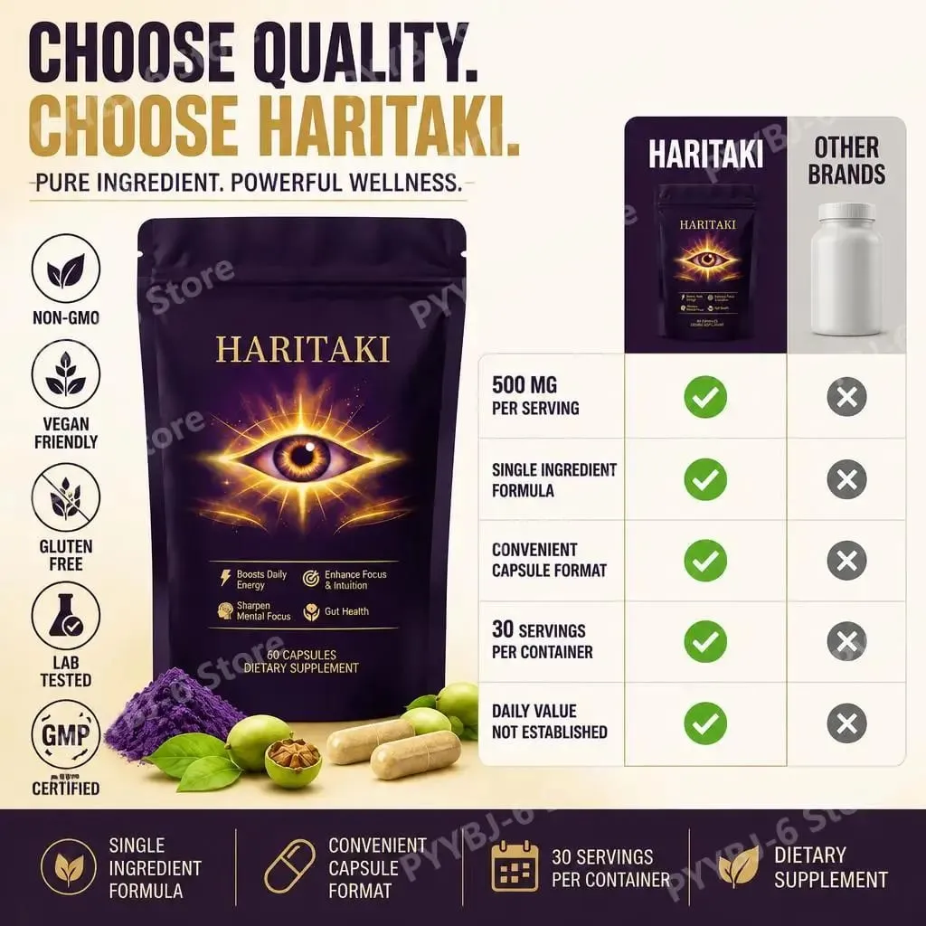 Haritaki Fruit Powder Capsules 500mg Digestive Balance and Gut Health Support Daily Wellness Formula 60 Capsules — image 6