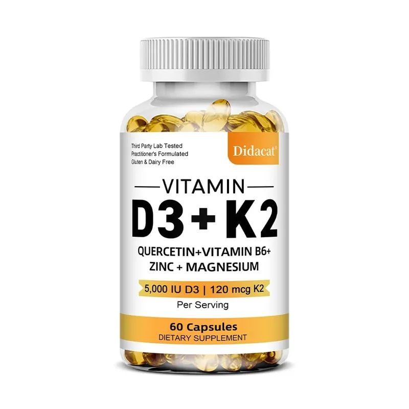 Vitamin D3 K2 Capsules Daily Supplement Healthy Immune System Heart and Bones Multi Diet Supplement for Adults — image 8