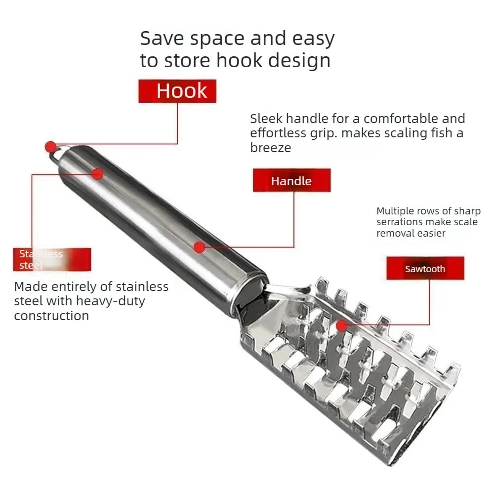 1PC Stainless Steel Fish Scale Knife Scale Scraper Sawtooth Scraping Boning Filleting Cut Scrape Dig Maw Knife — image 3