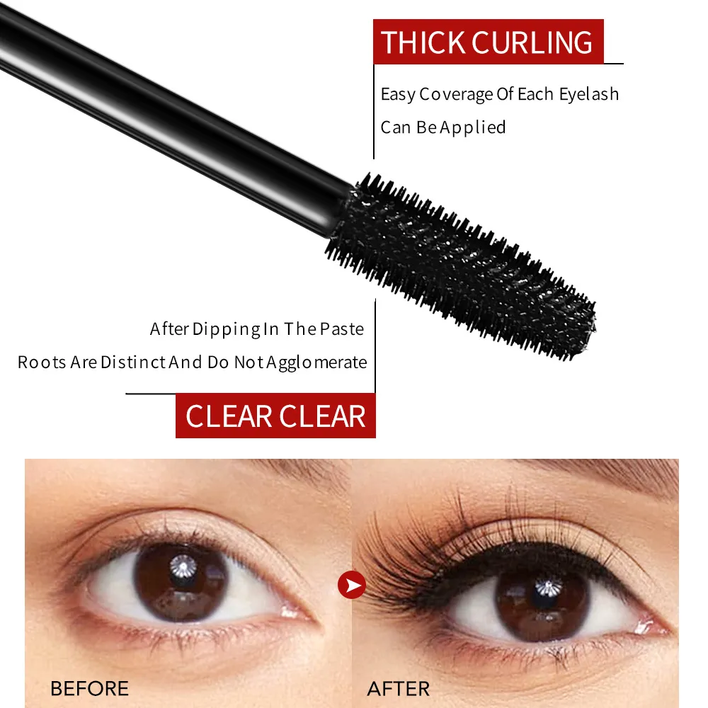 Eye Black Mascara Waterproof Lengthens Eyelashes Extension Silk Fiber Mascare Eye Makeup for Women Cosmetic Korean Make up — image 5