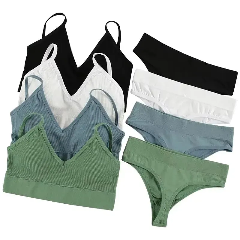 2 Pcs Bra Set Underwear Set Women Panties Sexy G-String Seamless Bralette Female Lingerie Soft Tank Crop Top 2026 New — image 2