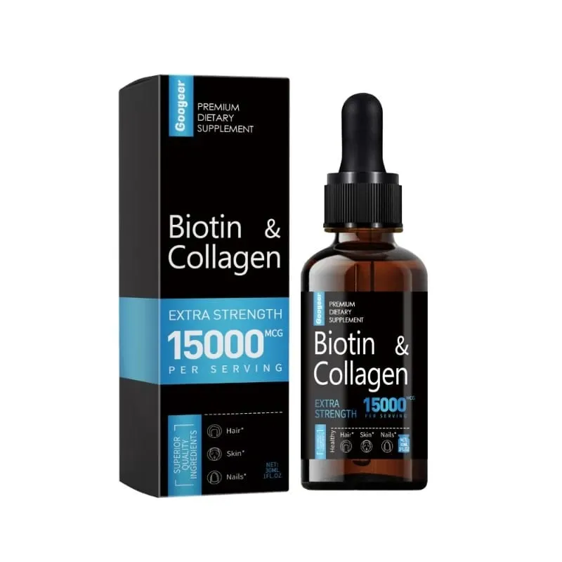 Googeer Biotin Collagen Drops 15000 Mcg Per Serving 30ml 1 Fl Oz Bottle with Ginseng and Licorice Extracts Supports Hair Care
