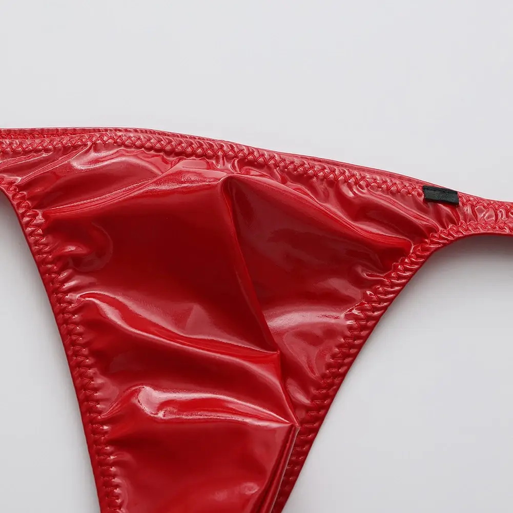 1pc Men Glossy Faux Leather G-string U-convex Pouch Briefs Thin-Strap Low Waist Underwear Sexy Gay Sissy Lingerie — image 4