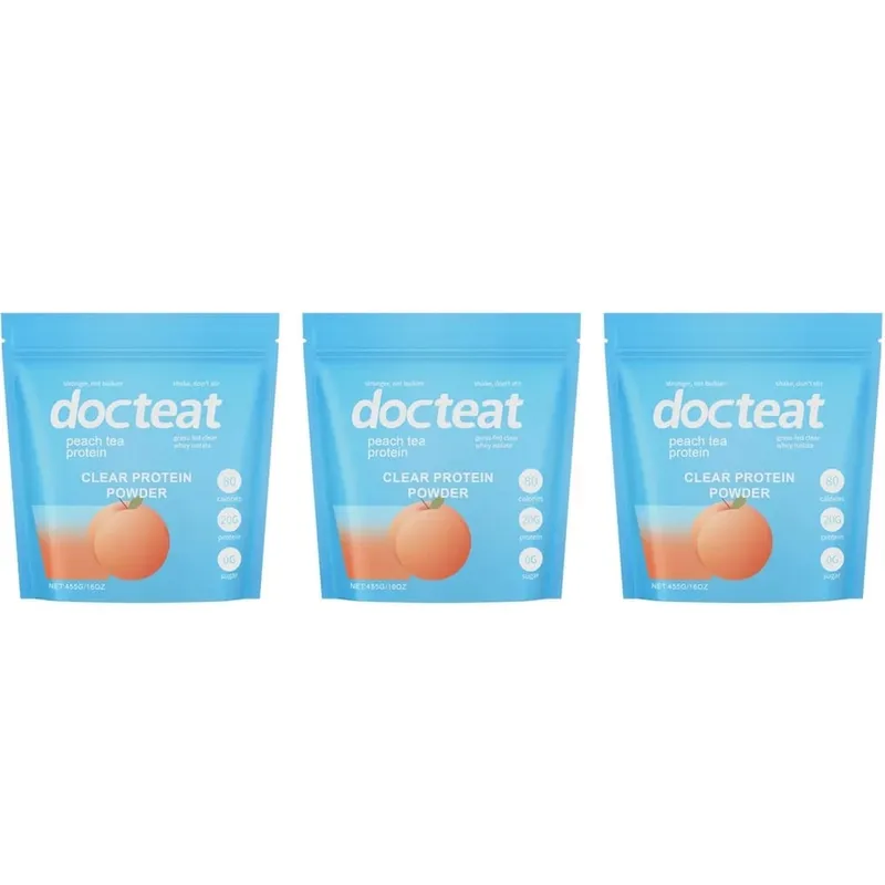 Docteat Peach Tea Clear Protein Powder 455g Whey Isolate & Stevia 20g Protein Low Fat 0g Sugar Fitness Workout Recovery Support — image 9