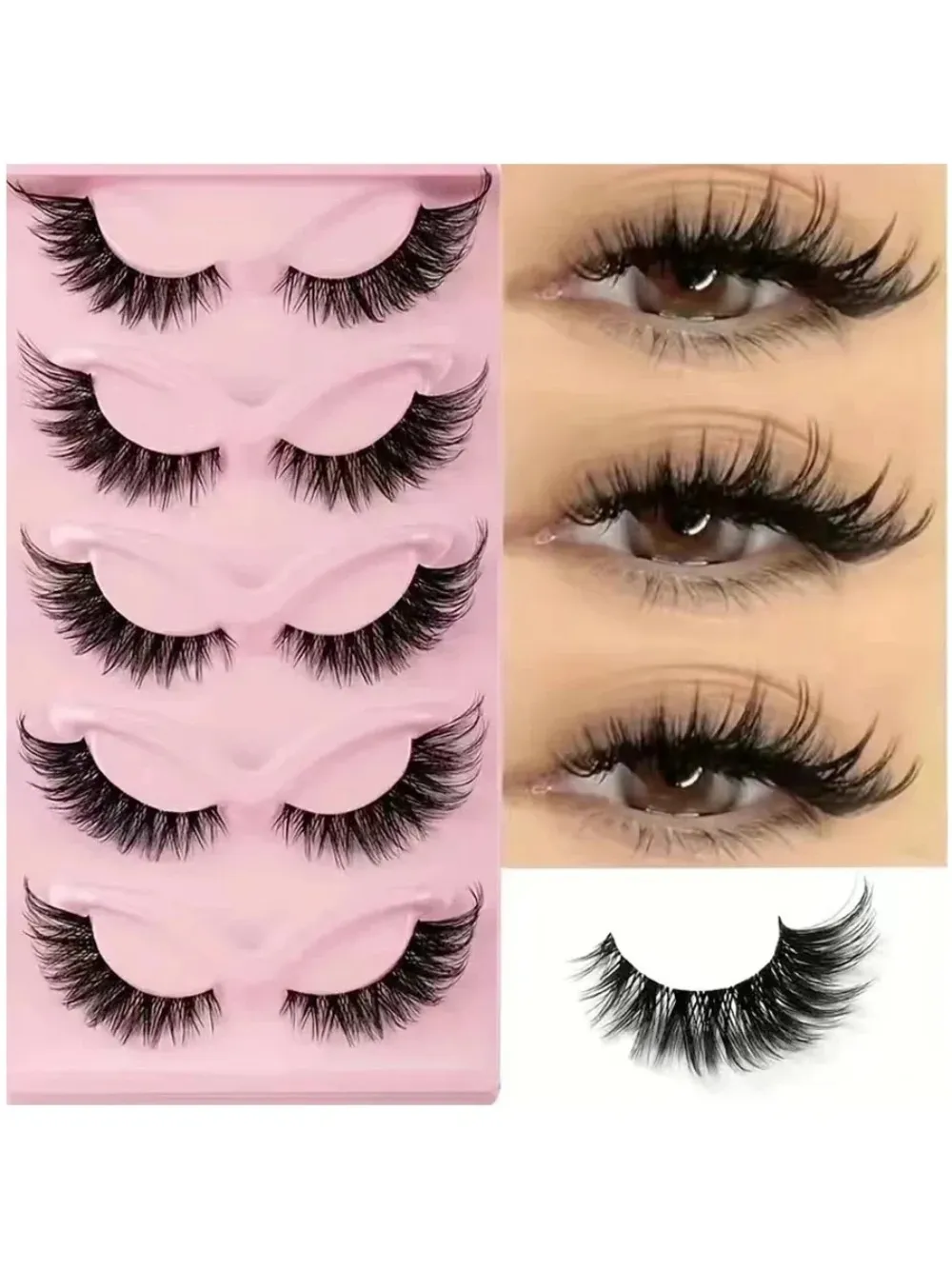 Hot Selling 5 Pairs Cat Eye False Eyelashes Natural Look Wispy Lashes for Daily Eye Makeup — image 5