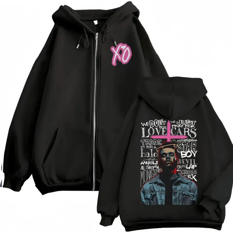 The Weeknd XO After Hours Album Jacket Sweatshirt Men Women Fashion Hip Hop Zipper Hoodies High Quality Cardigan Zip Up Pullover — image 1