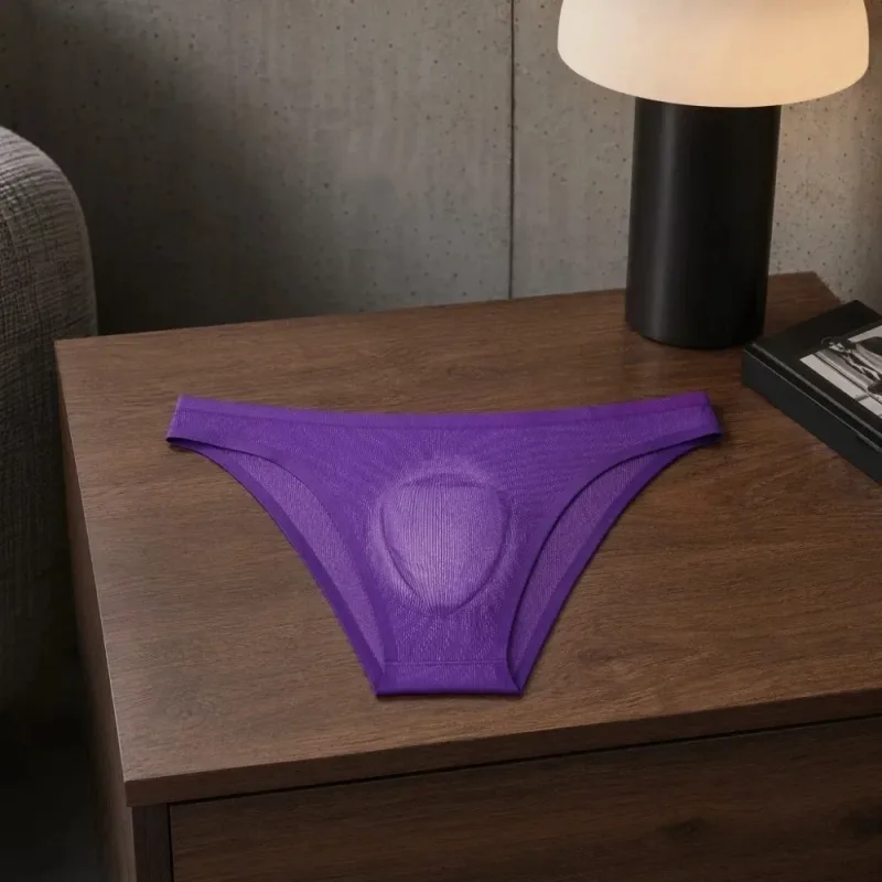 Calcinha triangular masculina de seda gelo macia, lingerie respirável, cuecas finas, cor sólida, tamanho grande, roupa íntima para homens — image 3