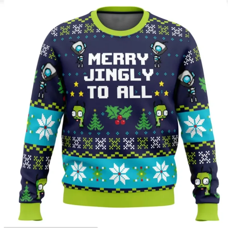 Suéter de Natal Engraçado Doom Invader Zim, Pullover de Desenho Animado para Mulheres e Homens, Moda Nova 2026, Moletom com Capu — image 12