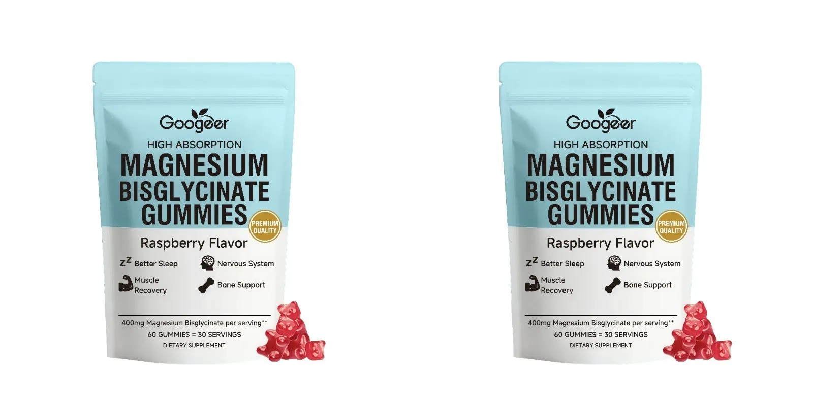 Magnesium Bisglycinate Gummies Raspberry Flavor 400mg Magnesium Vitamin D3 Zinc High Absorption 60 Count Daily Supplement — image 9