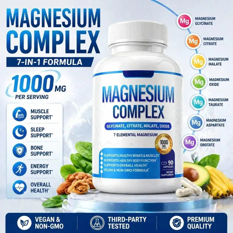 Magnesium Supplement 1000mg 7 in 1 Complex with Glycinate Citrate Malate Taurate Supports Muscle Relaxation Sleep Support 90 Ct — image 2