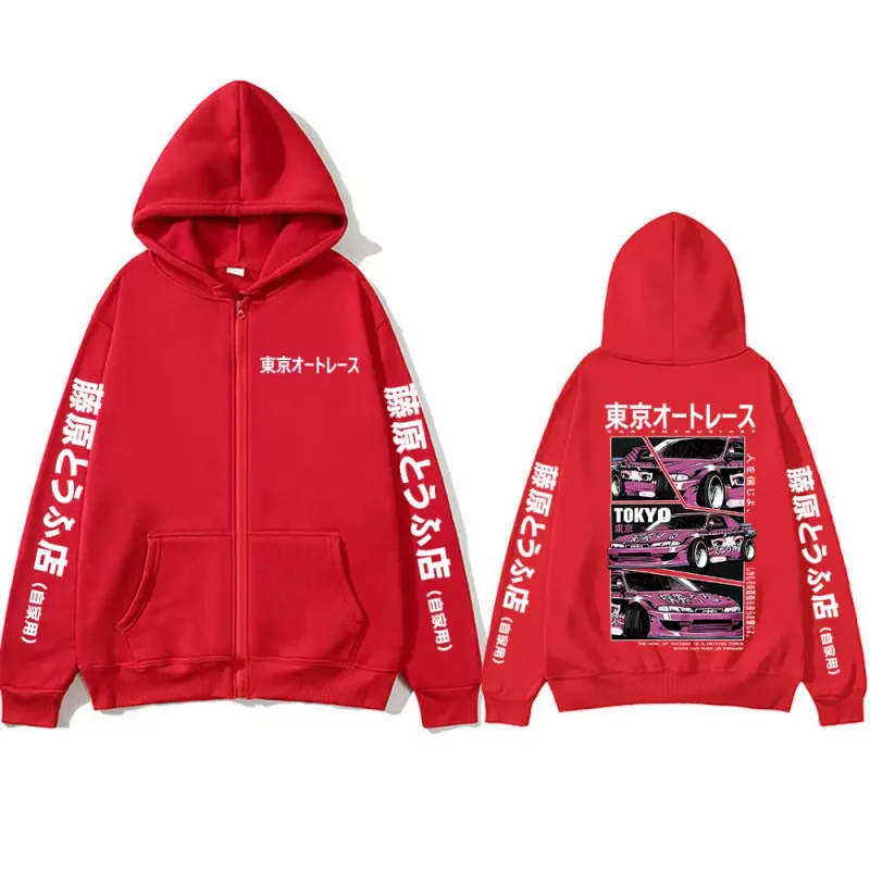 Anime Tokyo Initial D Drift AE86 Takumi Fujiwara JDM Car Zipper Hoodies Men Women Fashion Casual Zip Up Sweatshirts Jackets Coat — image 9