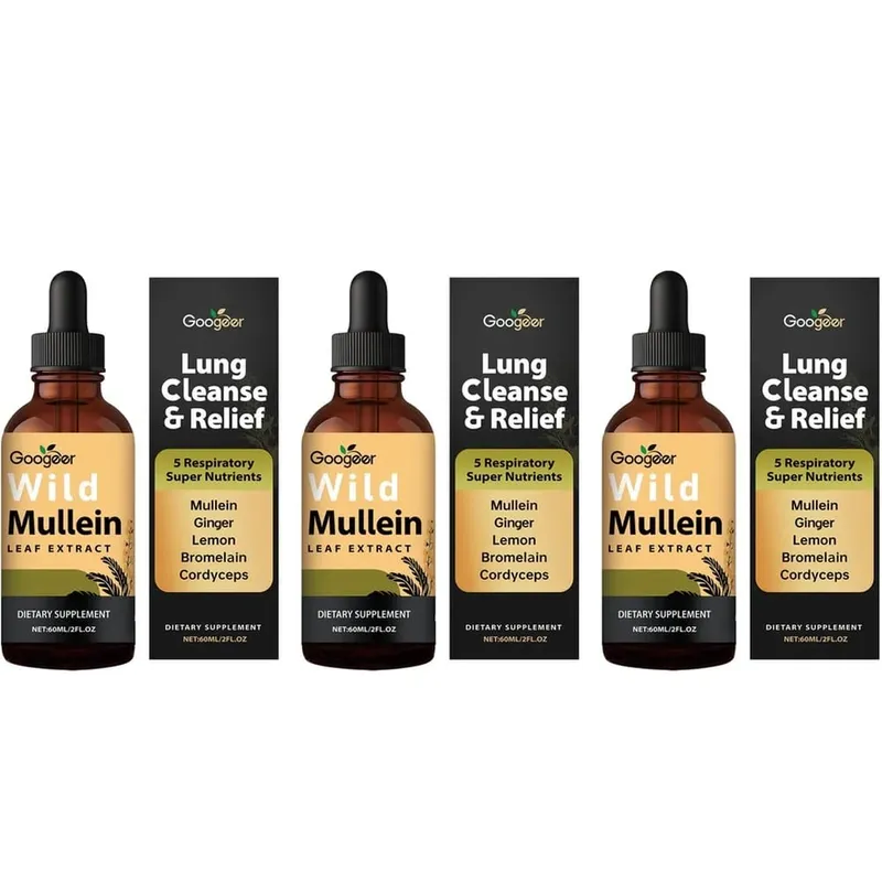 Googeer Wild Mullein Leaf Extract Liquid Respiratory Support Ginger Lemon Peel Extract Bromelain and Cordyceps Extract 60 ML — image 11