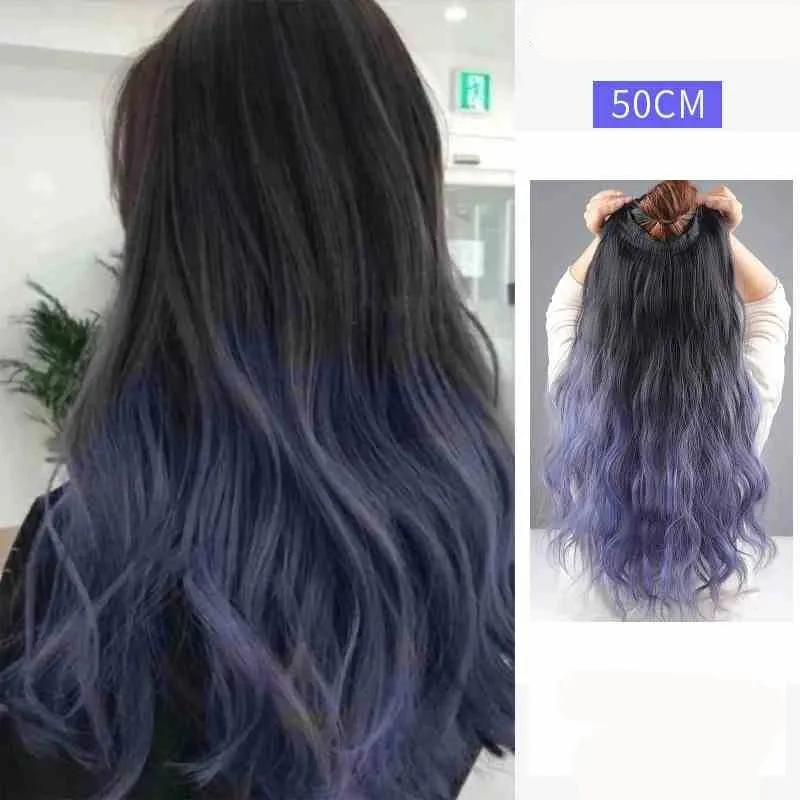 One piece hanging ear dyed synthetic wig piece for women highlighted color hair extensions — image 26