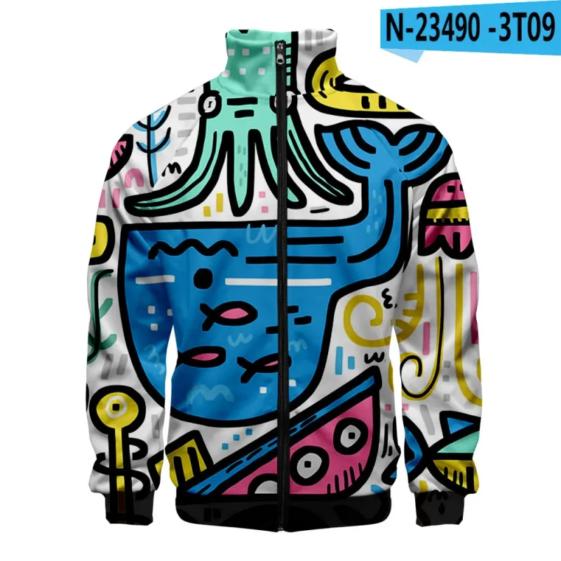 Popular Marine animals dolphin 3D Print Zipper Raglan Jacket Windbreaker Boys/Girls Comfortable Stand Collar Jackets Coats