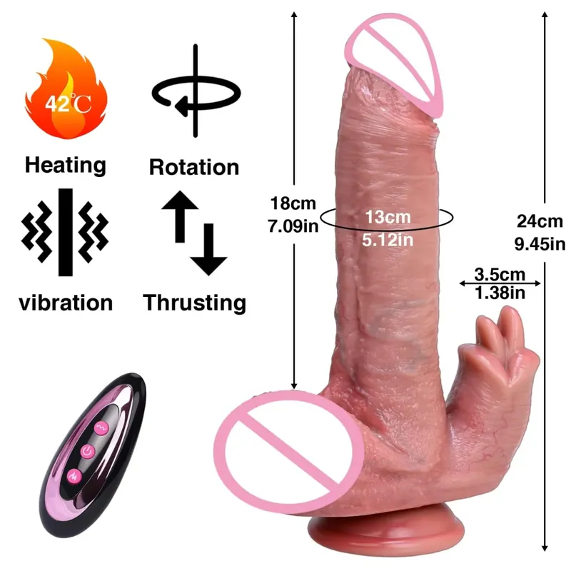 Realistic Dildo Vibrator Telescopic Sex Toys Vibrating Heated Silicone Penis Female Vaginal Masturbator Anal Plug Adult Supplies